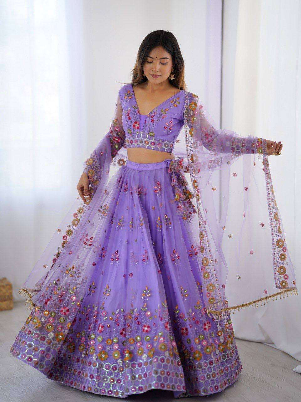 Beautiful Thread Work Lehenga Choli in Soft Net