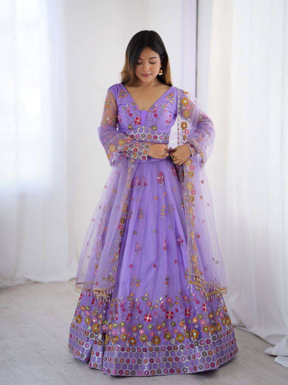 Beautiful Thread Work Lehenga Choli in Soft Net