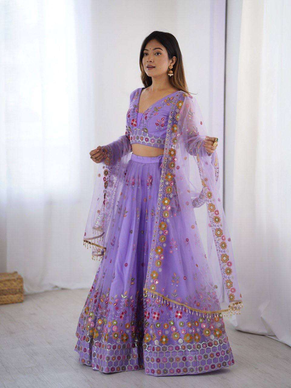 Beautiful Thread Work Lehenga Choli in Soft Net