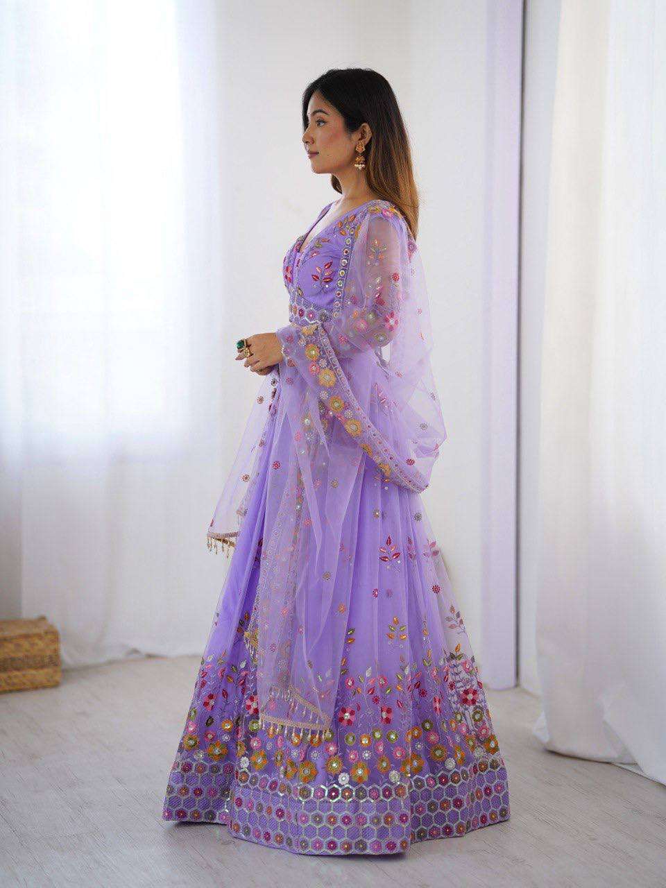 Beautiful Thread Work Lehenga Choli in Soft Net
