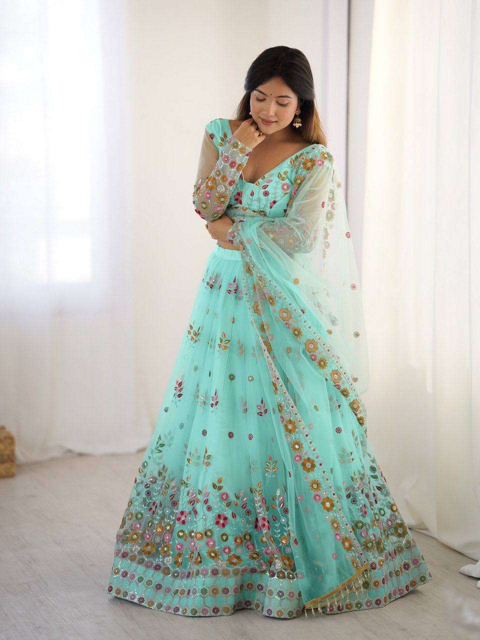 Charming Floral Net Lehenga Choli – Lightweight Glamour