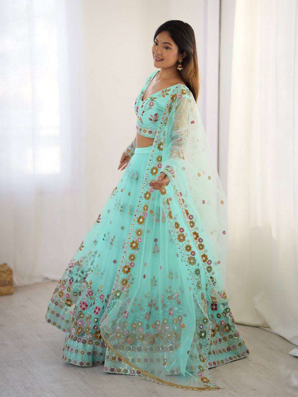 Charming Floral Net Lehenga Choli – Lightweight Glamour