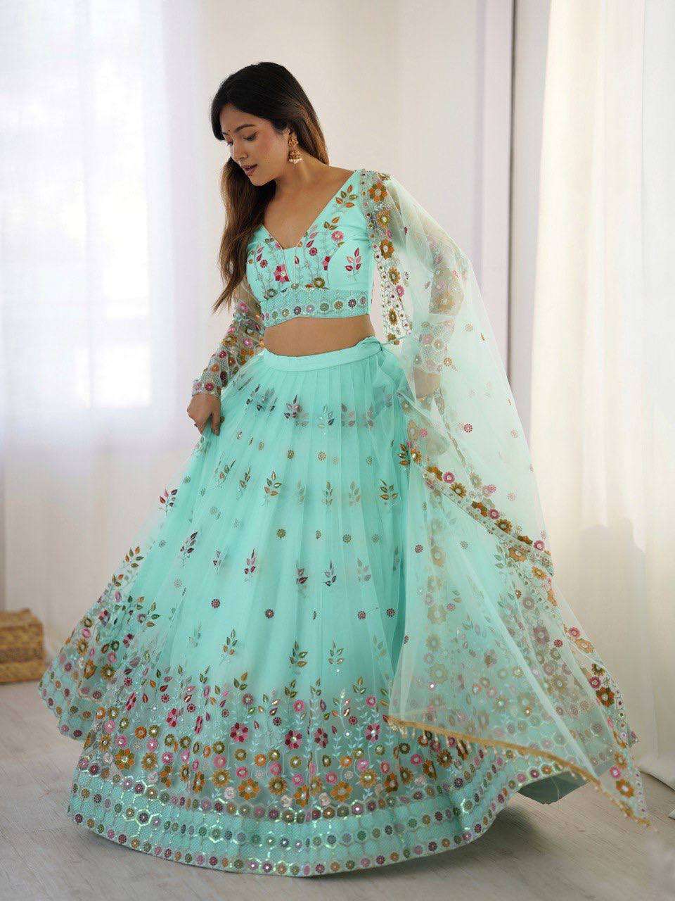 Charming Floral Net Lehenga Choli – Lightweight Glamour