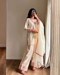 Designer Partywear Top with Farsi Salwar and Dupatta