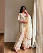 Designer Partywear Top with Farsi Salwar and Dupatta