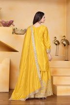 Sunshine Yellow Chinon Sharara Suit - Designer Sequin Embroidered Festive Wear