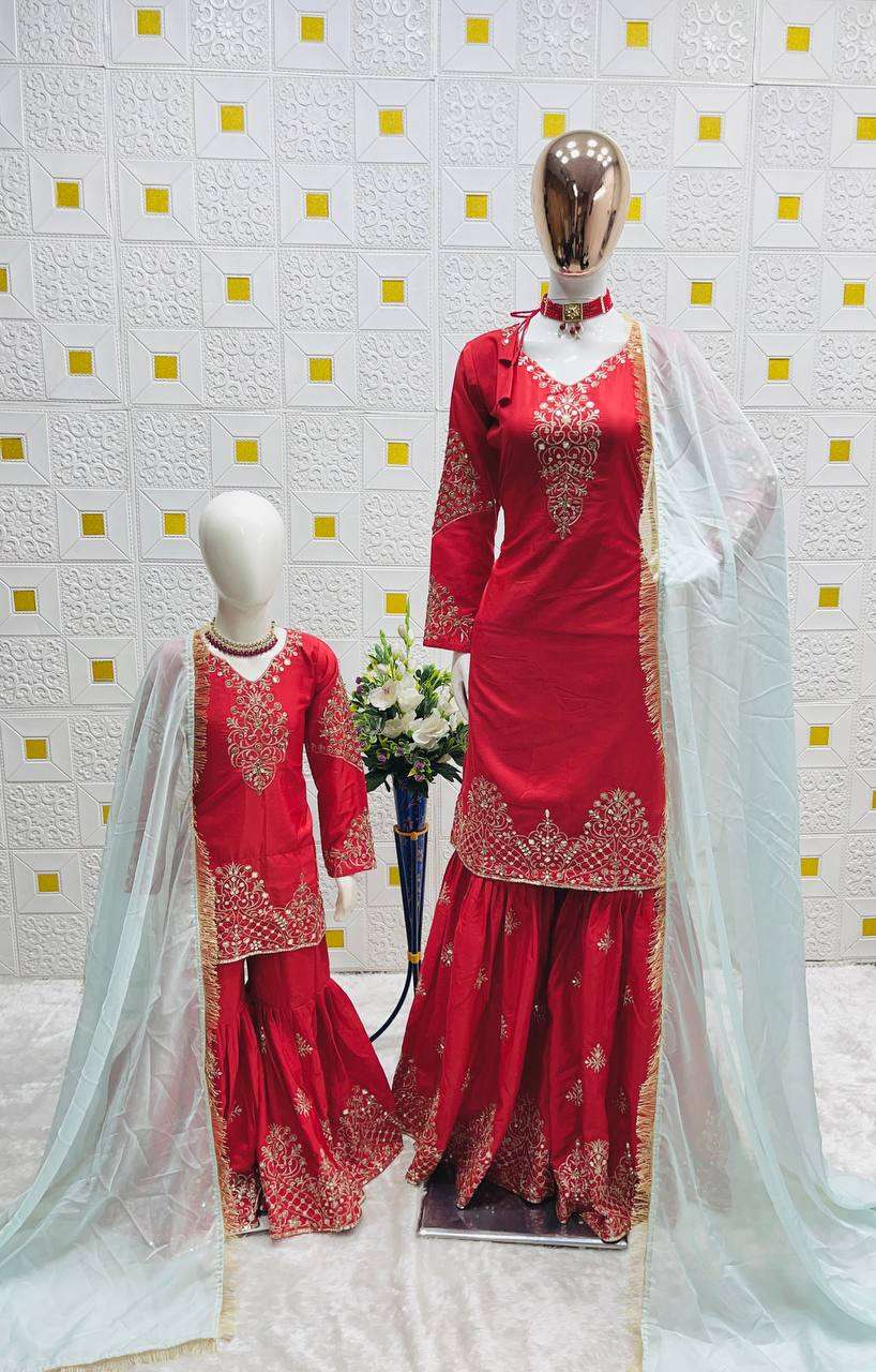 Mother-Daughter Ethnic Set with Embroidery Work