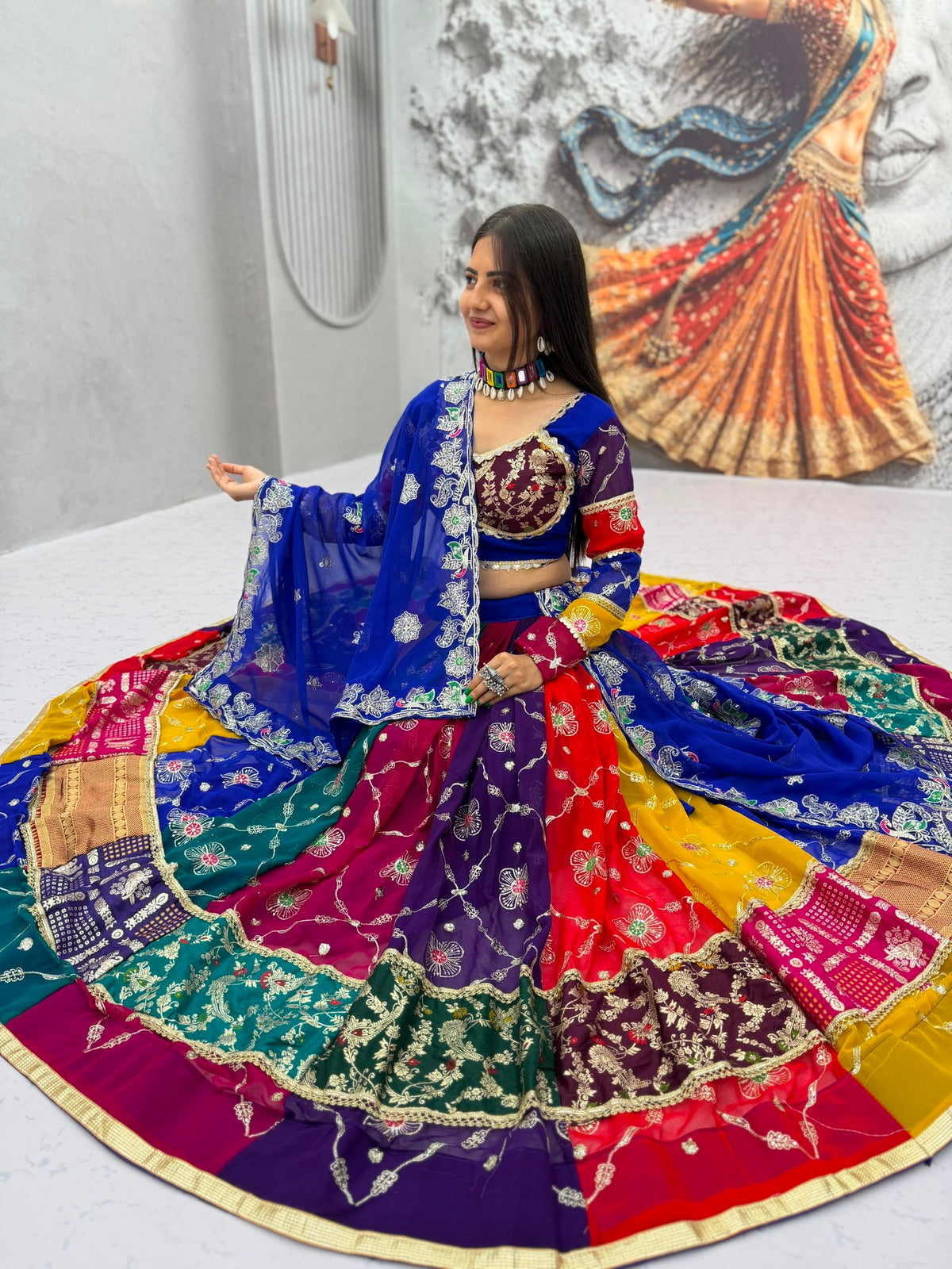 Navratri Special Vintage Chaniya Choli with Mirror Work & Dupatta