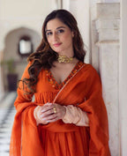 Designer Gown Set â€“ Pure Chinon Silk, Wedding & Party Collection
