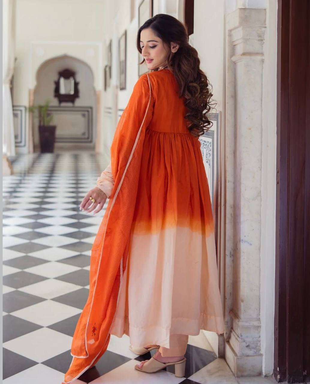 Designer Gown Set â€“ Pure Chinon Silk, Wedding & Party Collection