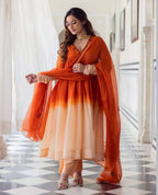 Designer Gown Set â€“ Pure Chinon Silk, Wedding & Party Collection