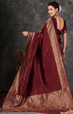 Ethnic Motifs Woven Design Zari Banarasi Saree