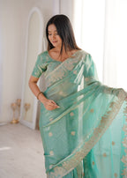 Designer Silk Partywear Saree With Blouse For Women- Festive & Wedding Wear