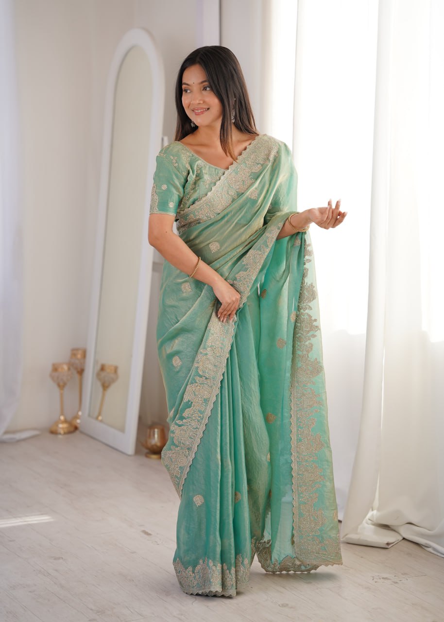 Designer Silk Partywear Saree With Blouse For Women- Festive & Wedding Wear