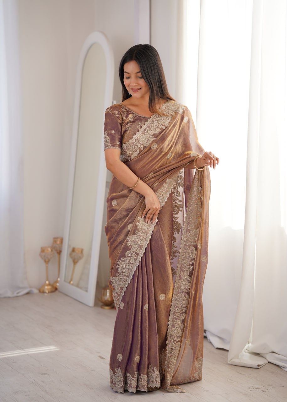 Designer Silk Partywear Saree With Blouse For Women- Festive & Wedding Wear
