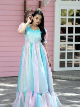 Multi Color Stunning Flared Anarkali Gown