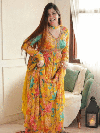 Festive Flair : Anarkali Gown With Dupatta