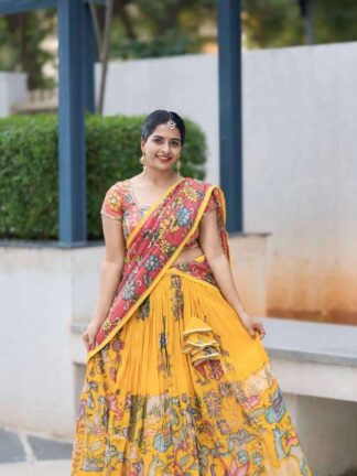 Kalamkari Lehenga Choli with Dupatta for Graceful Traditional Styling