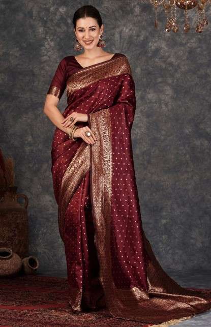 Ethnic Motifs Woven Design Zari Banarasi Saree