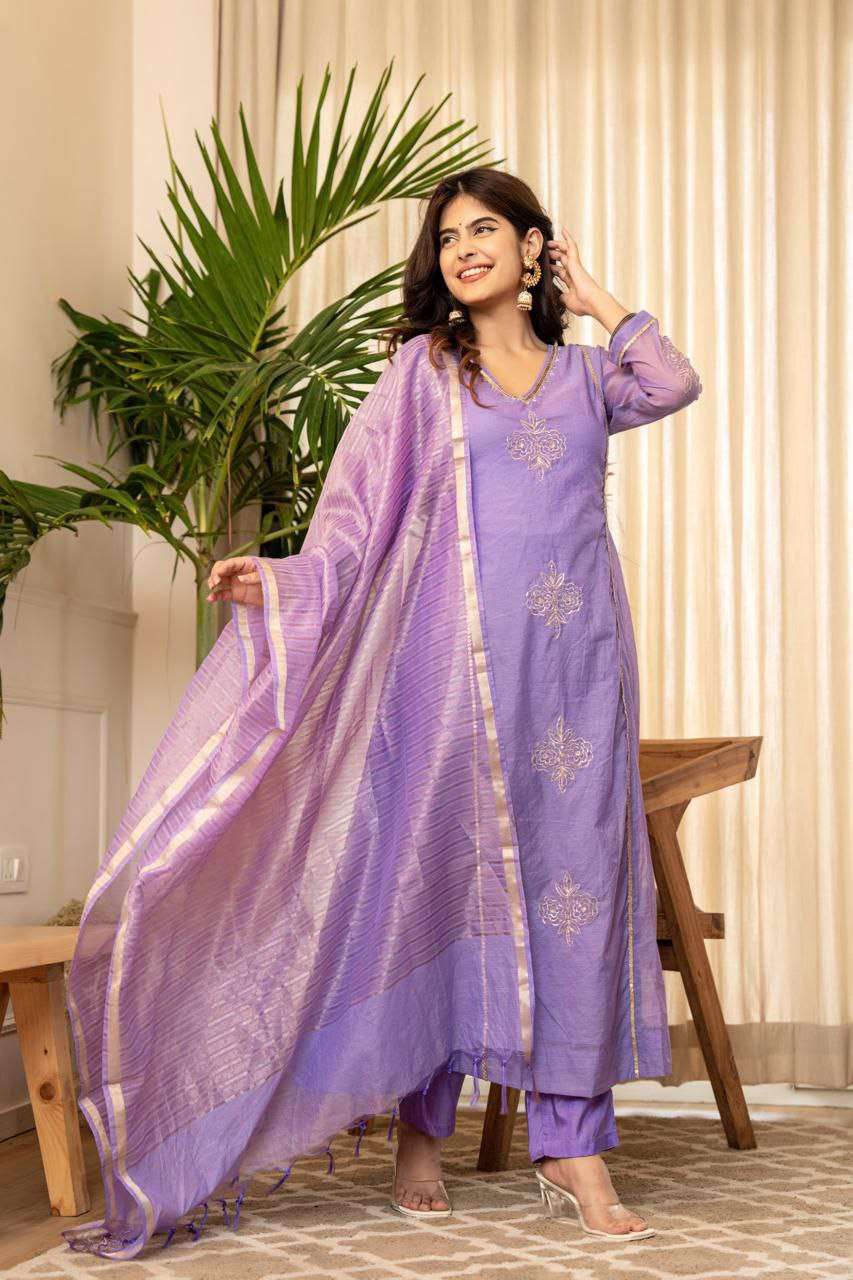 Soft Lavender Chanderi Suit Set – Elegant Party & Celebration Wear