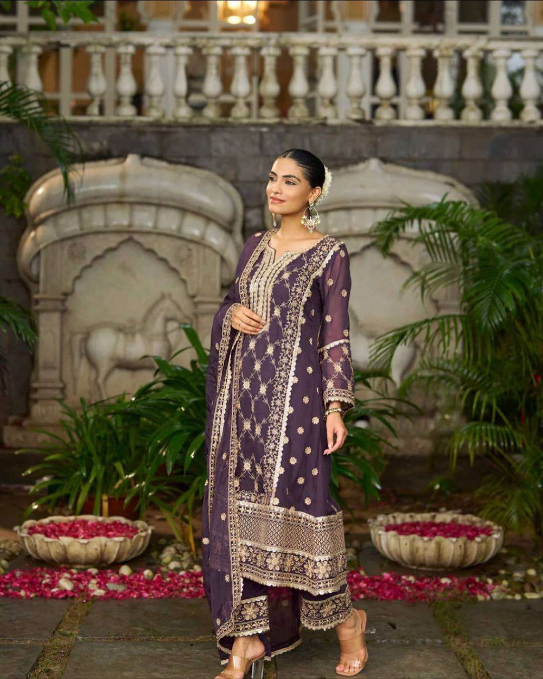Heavy Sequence Chinnon Set with Dupatta
