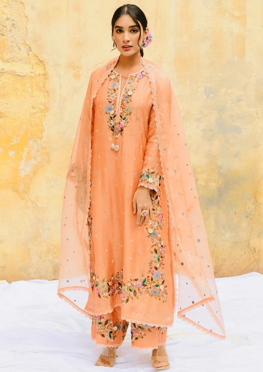 Premium Partywear Georgette Suit Set with Top, Plazzo & Dupatta