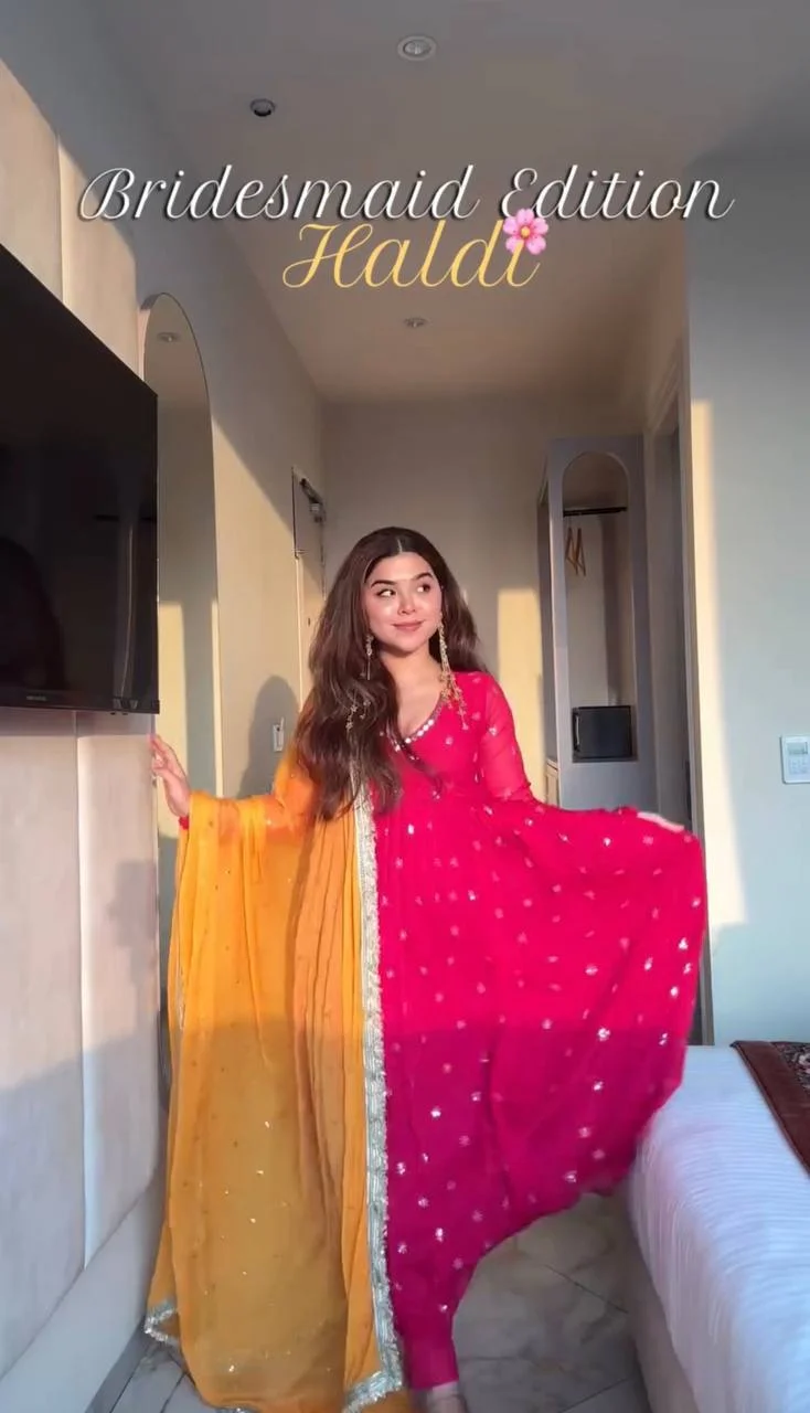 Designer Full-Length Georgette Anarkali Set With Fancy Sleeves & Dupatta