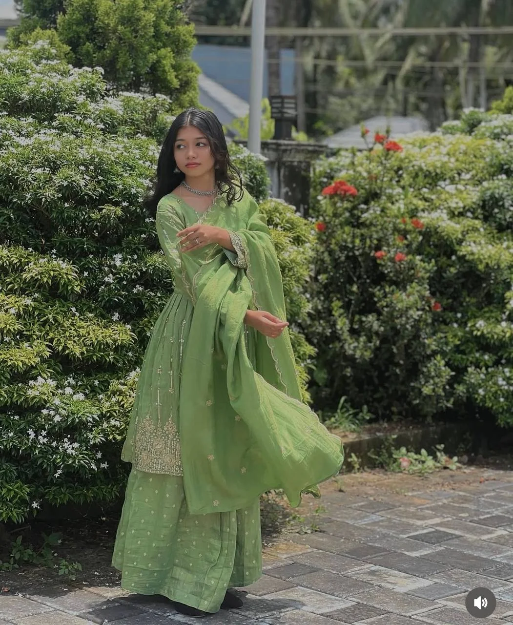 Party Wear Kediya Sharara Set in Chinon Silk with Heavy Sequence Embroidery