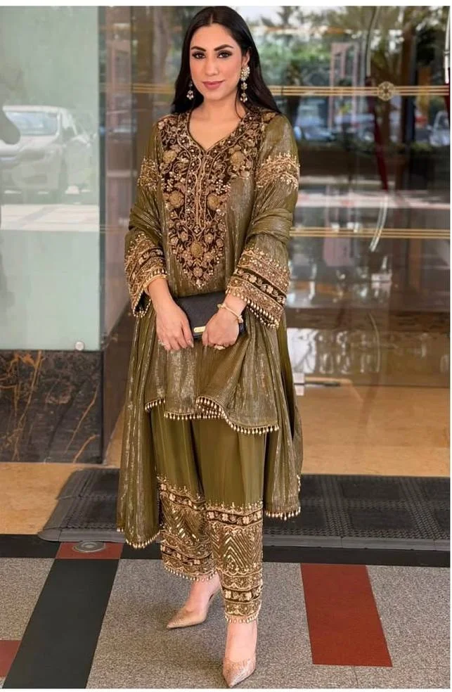 Luxury Embroidered Top & Plazzo Set with Fancy Patch Work Dupatta