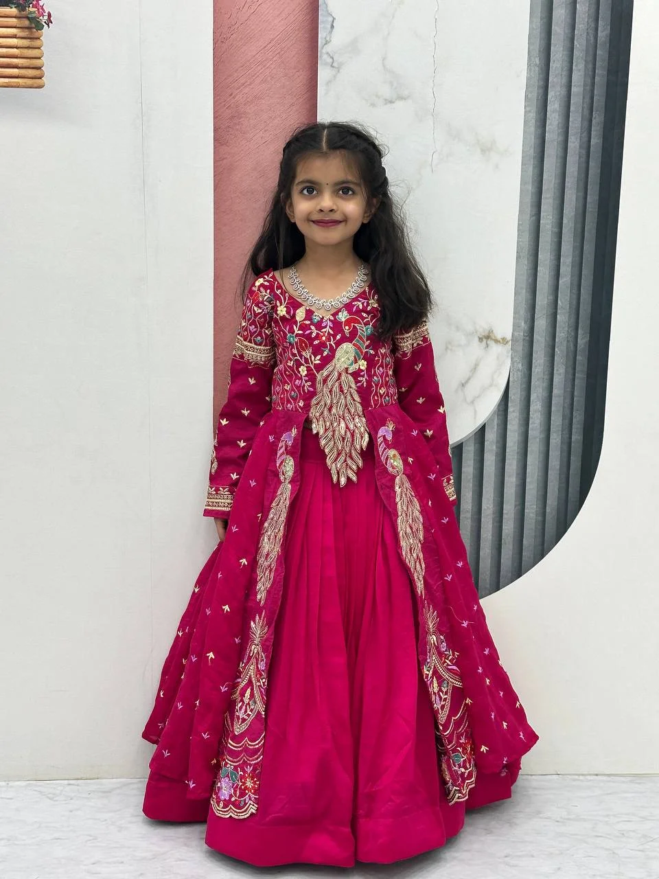 Ethnic Kids Lehenga Set in Pure Vichitra with Heavy Work