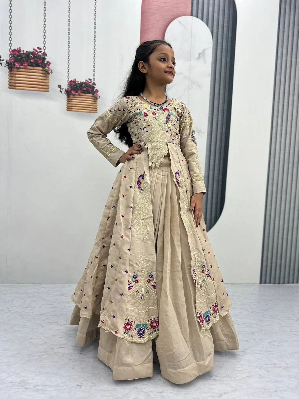 Premium Vichitra Silk Top Lehenga Set for Girls with Heavy Embroidery