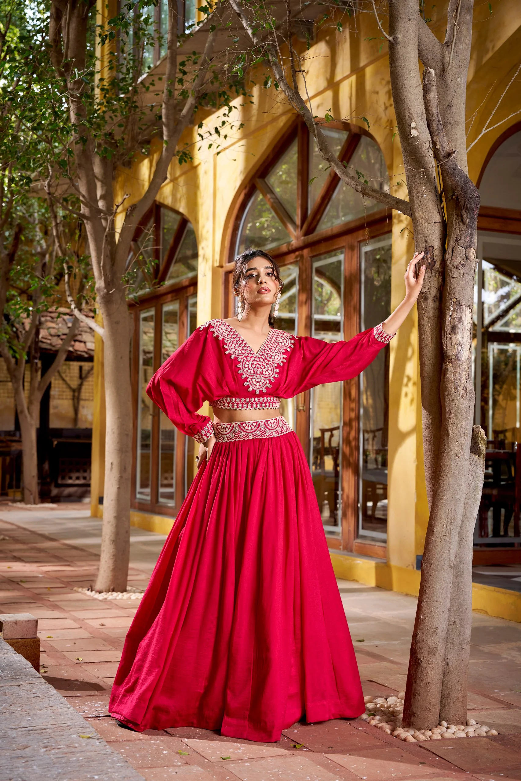 Opulent Vichitra Silk Thread Work Lehenga Set for Weddings & Parties