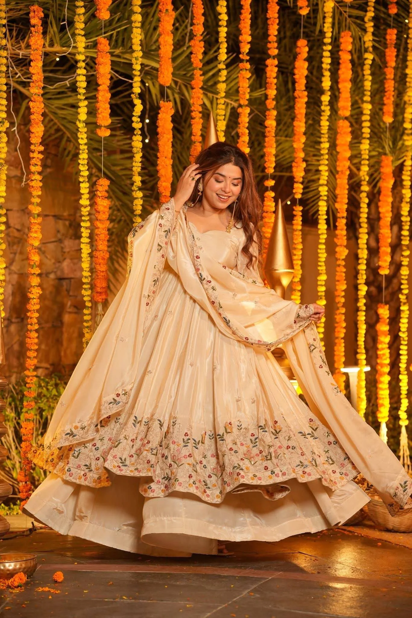 White Festive Wear Anarkali Plazzo Set with Rich Embroidery