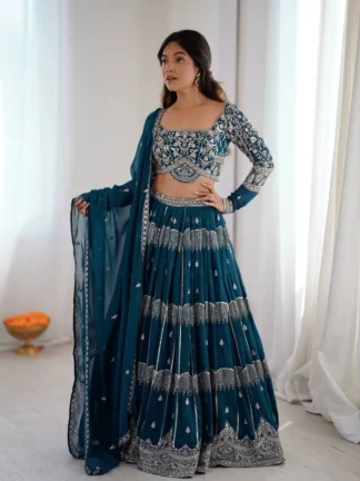 Classic Celebration Look: Thread & Sequence Faux Georgette Lehenga