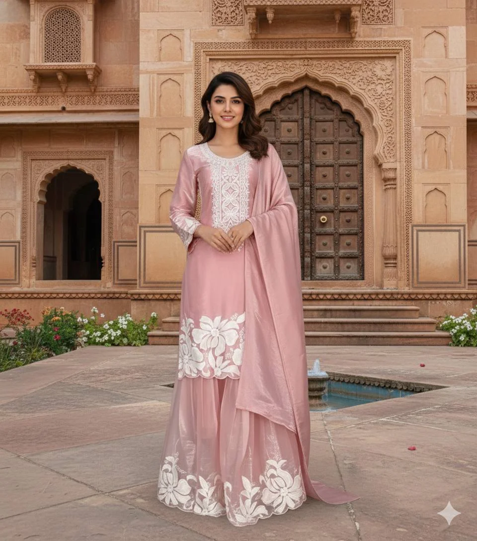 Festive Eid Jimmy Choo Sharara Suit with Heavy Sequence Embroidery Work