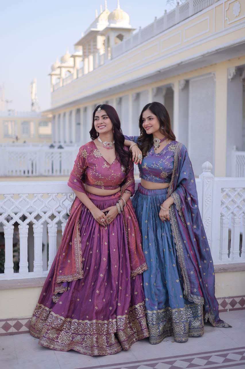 Traditional Silk Lehenga Choli Set with Canvas Patta & Latkan Dori