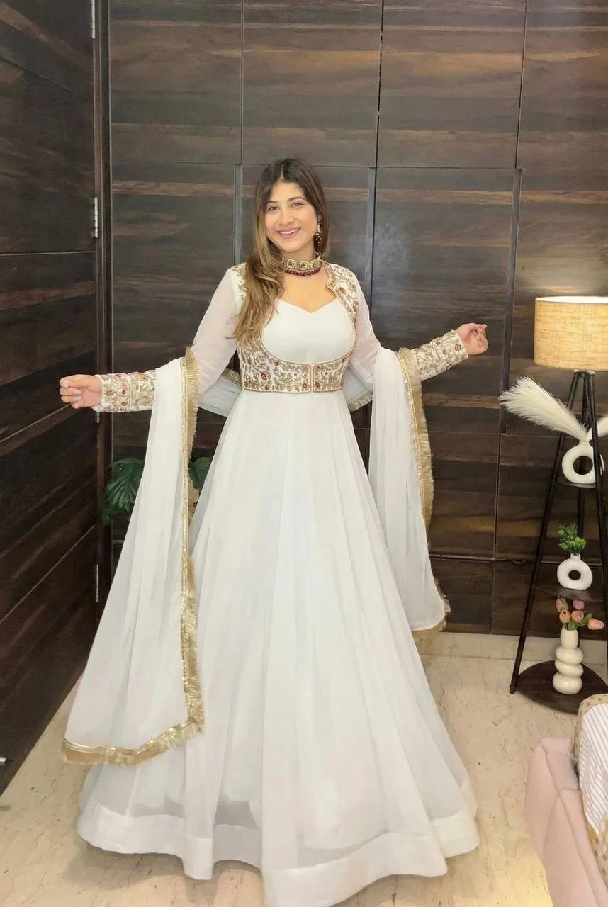 Designer Full Sleeve Maxi Anarkali with Embroidered Koti