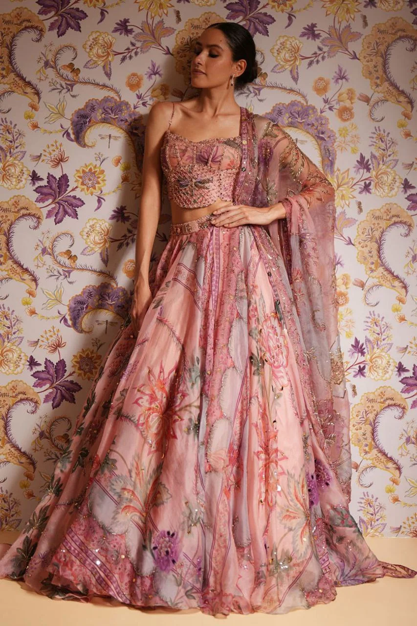 Taby Silk Lehenga Choli Set | Hand Mirror Work | Sequence & Embroidery