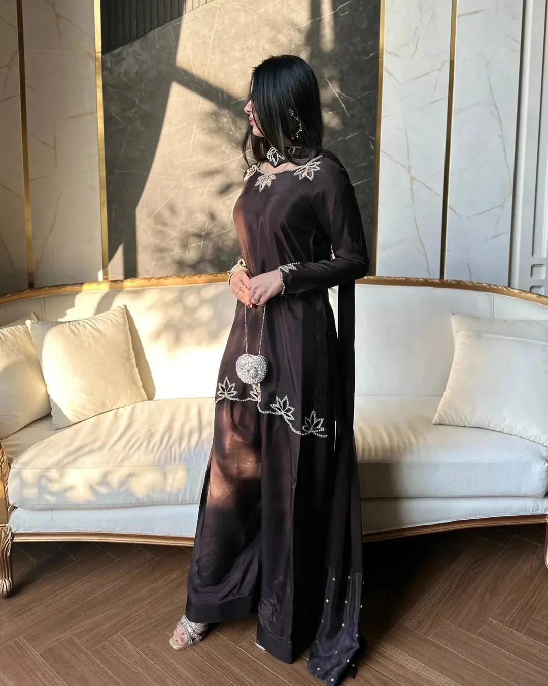 Festive Wear Black Farshi Salwar Suit with Embellished Dupatta