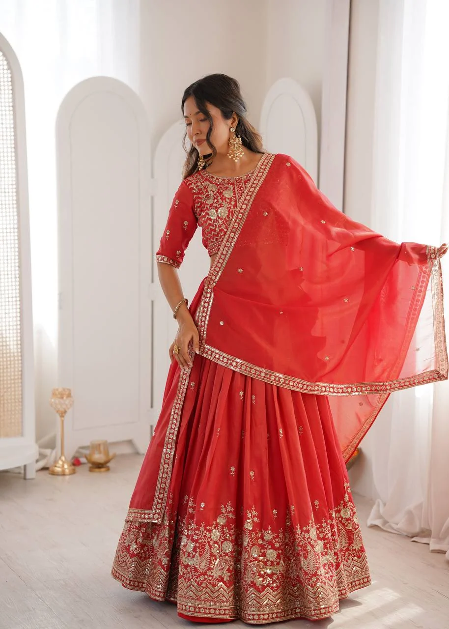 Wedding Special Simmer Silk Lehenga Choli with Grand Flair