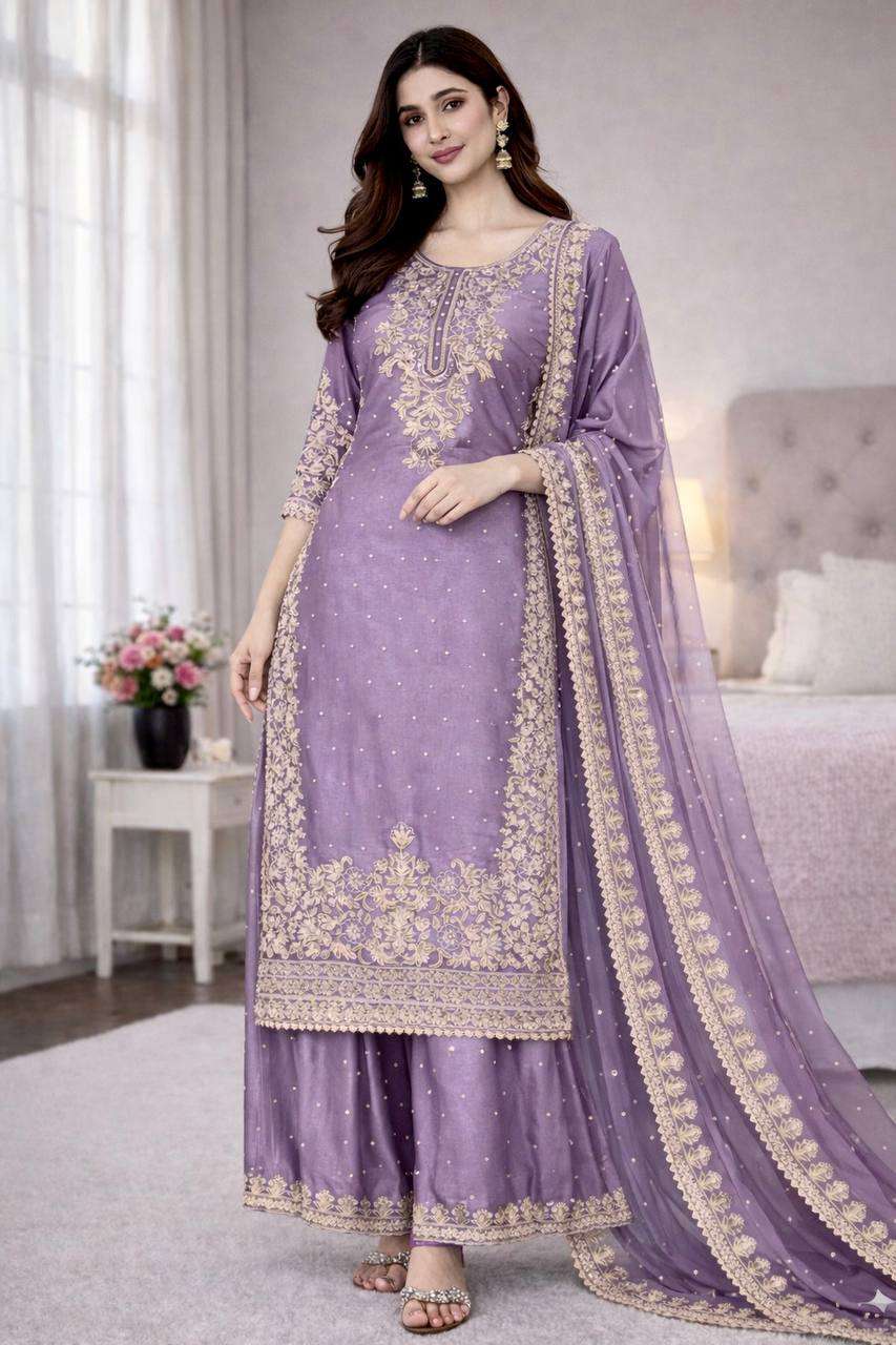 Pastel Lavender Eid Collection of Plazzo Set – Ready to Wear