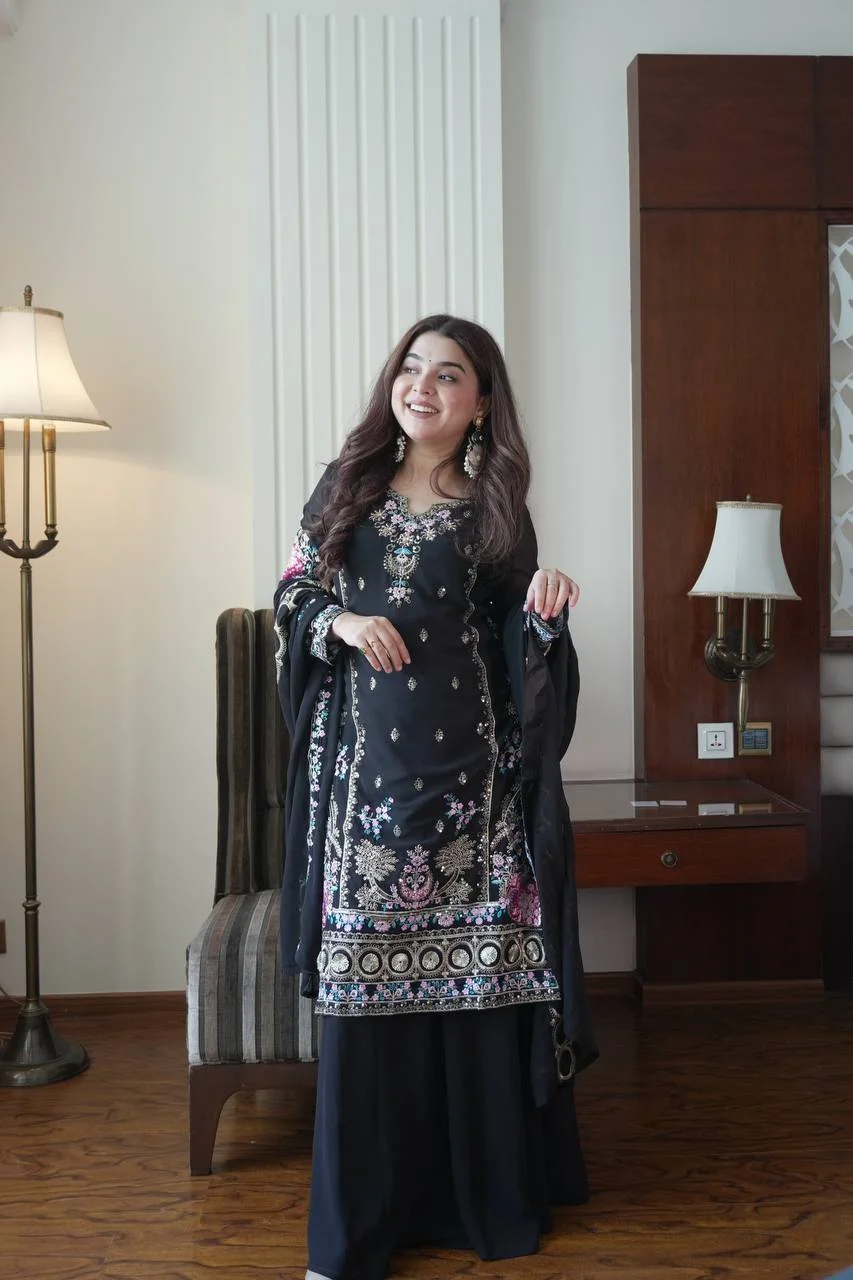 Fox Georgette Kurti Plazzo Set – Perfect Choice for Eid Festive Wear