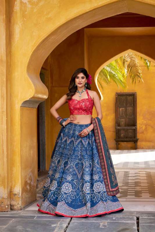 Luxury Printed Vaishali Silk Lehenga with Maslin Silk Dupatta
