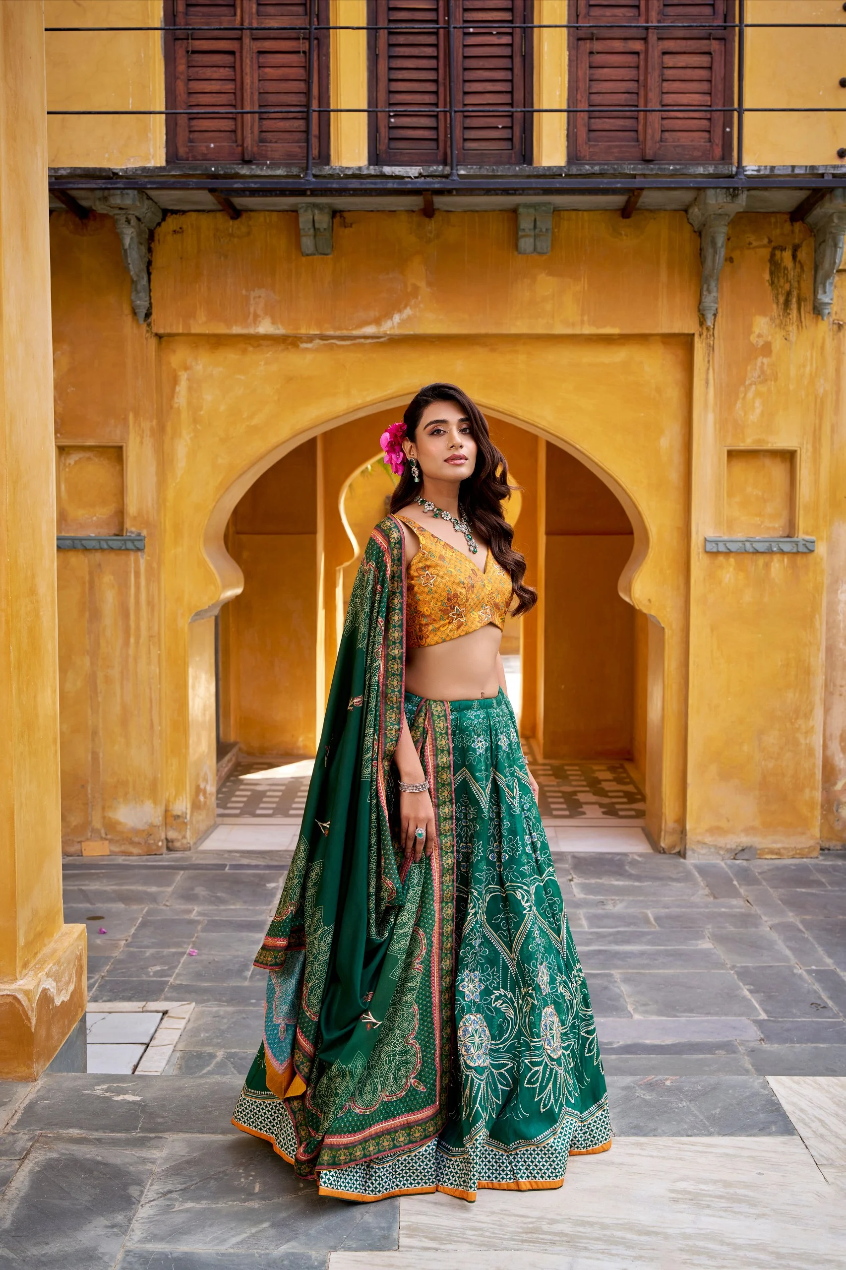 Vaishali Silk Printed Lehenga Choli with Gotta Patti Work
