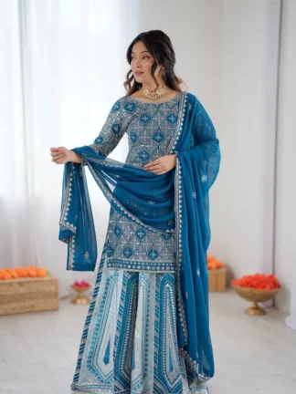 Azure Grace Thread & Sequin Lehenga Ensemble