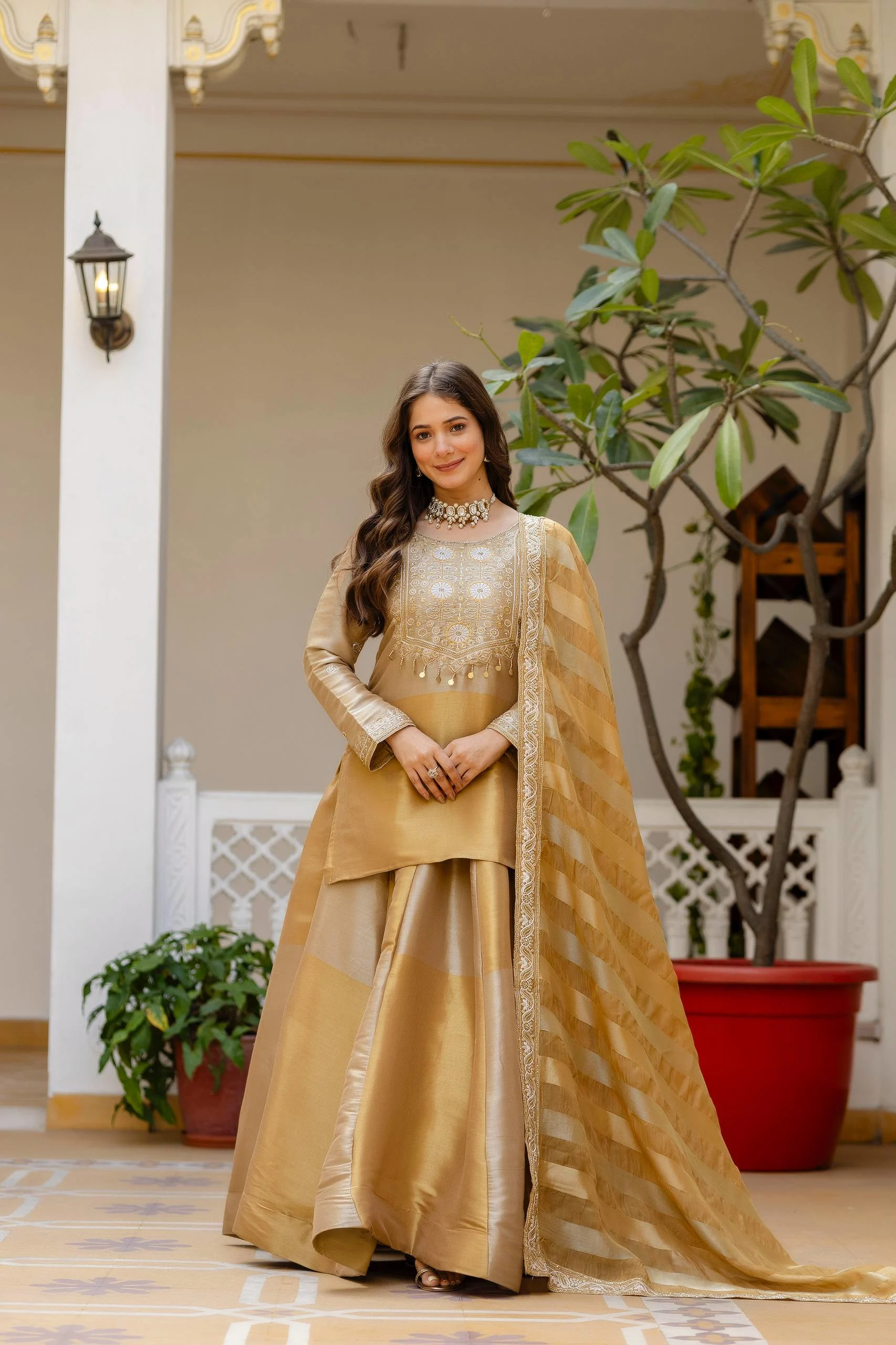Royal Banarasi Elegance: Pure Viscose Lehenga with Embroidered Skirt & Silk Dupatta