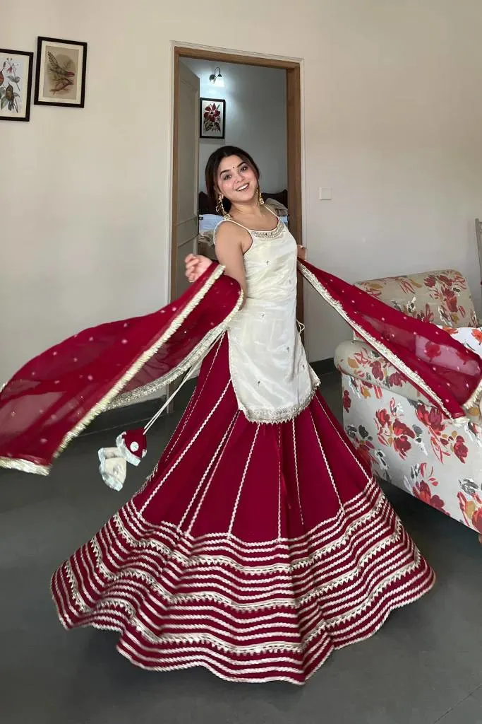 Stylish Eid Collection: Fendy Silk Top & Heavy Flair Georgette Lehenga Set